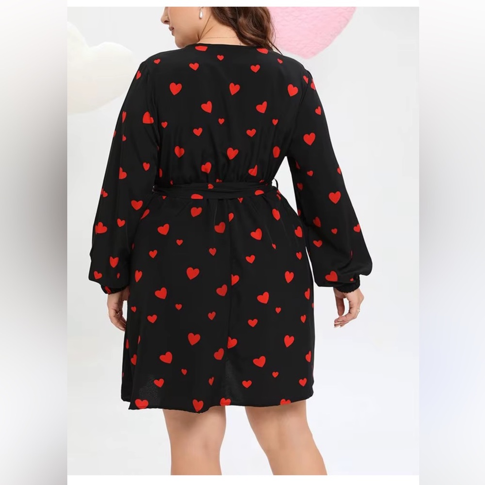 Heart Shaped Pattern Dresses for Women Elegant and Pretty Long Sleeves
